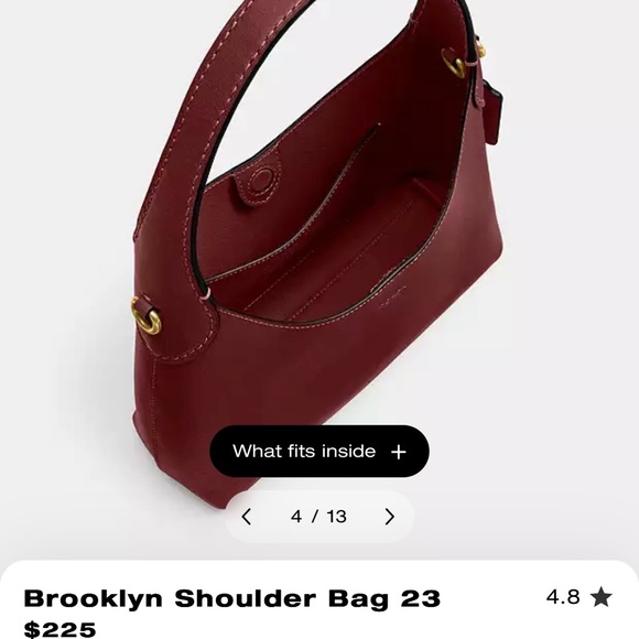 Coach Burgundy Leather Shoulder Bag - Picture 4 of 5